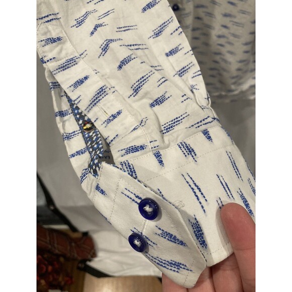 Luchiano Visconti Black Shirt Men's Size Small Button Up White Flip Cuff Cotton - Picture 4 of 8